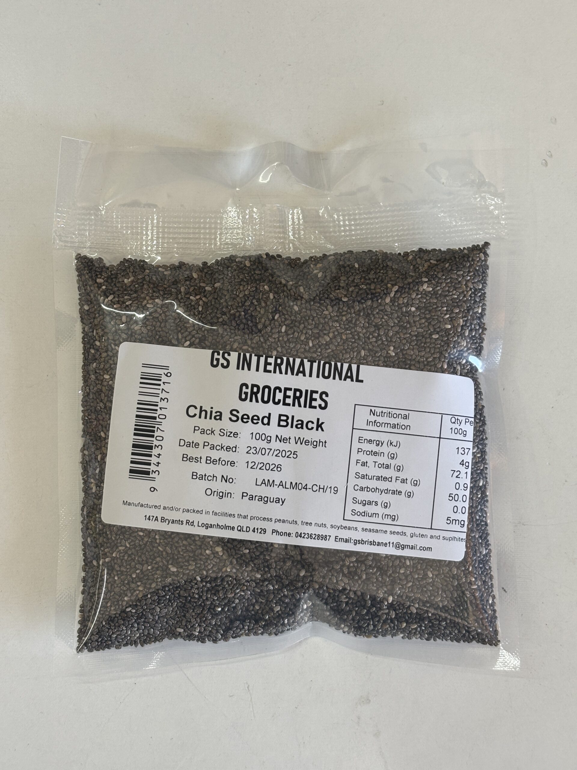 GS International Groceries Chia Seeds Black 100g