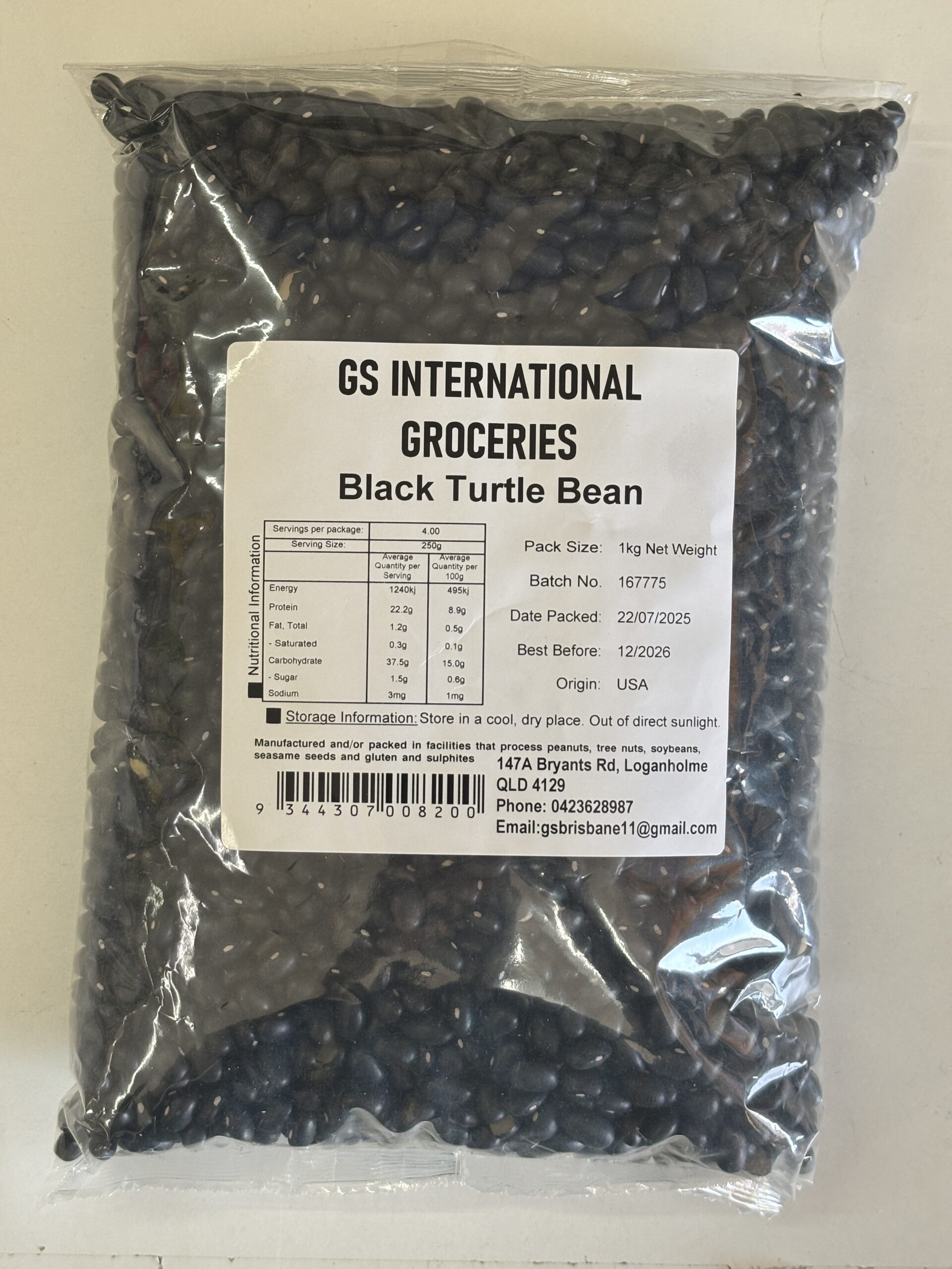 GS International Groceries Black Turtle Beans 1kg