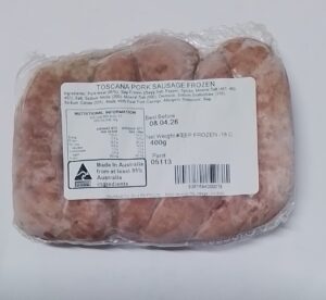 Toscana Pork Sausage Frozen 400gr - PICK UP ONLY