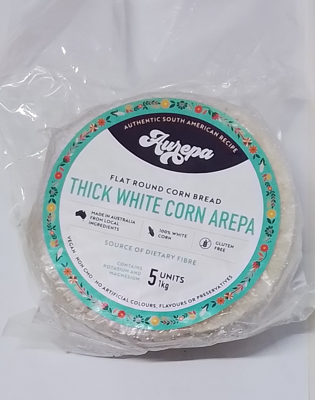 Aurepa Thick white Corn Arepa 5 units 1 kg - PICK UP ONLY